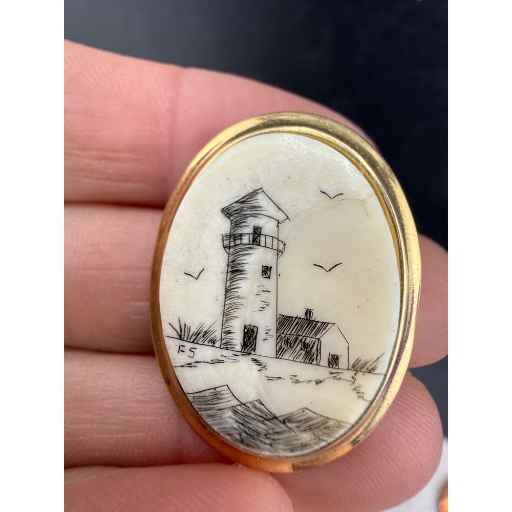 Vintage Gold Tone Brooch Lot Flower‎ Lighthouse Chicken Christmas - Picture 6 of 12